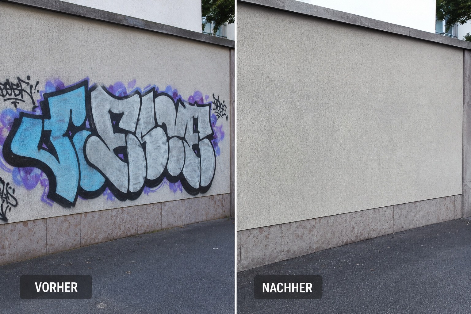 Graffiti Entfernung Regensburg Fassadenreinigung vorher nachher