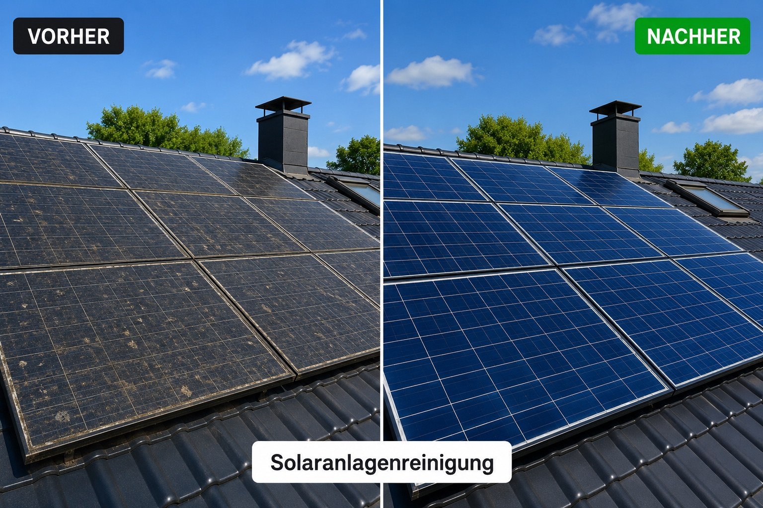 Solaranlagenreinigung Photovoltaik Reinigung Regensburg vorher nachher